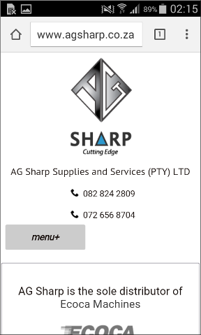 AG Sharp web page small smartphone screenshot version done by page space design portfolio responsive design screen shot
